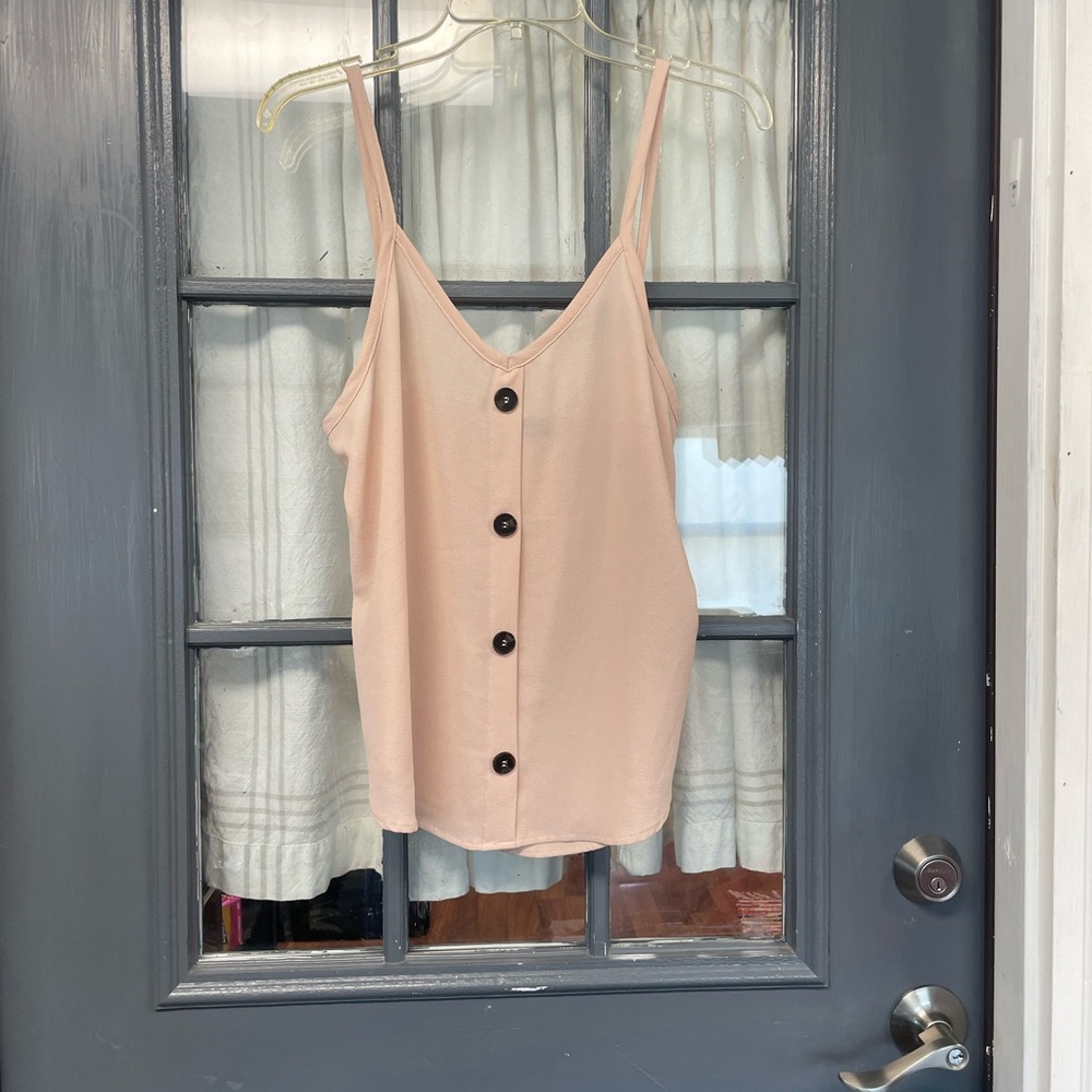 Pink Button-Down Tank Top